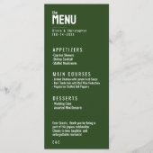 緑の両面メニュー+ドリンクのミニマルはっきりしたリスト メニュー (正面)