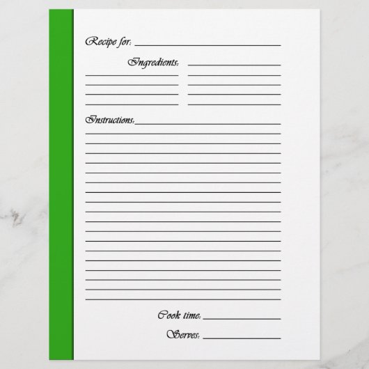 緑の両面レシピページ (裏面)