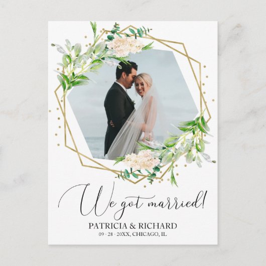 緑の中で挙式しました ウェディング 結婚報告 ポストカード (正面)