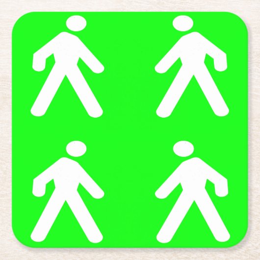 緑の中を歩く スクエアペーパーコースター (正面)