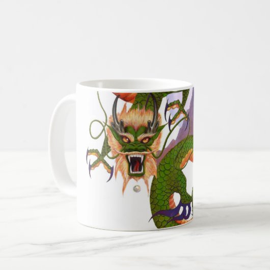 緑の中国のドラゴン コーヒーマグカップ (正面左)