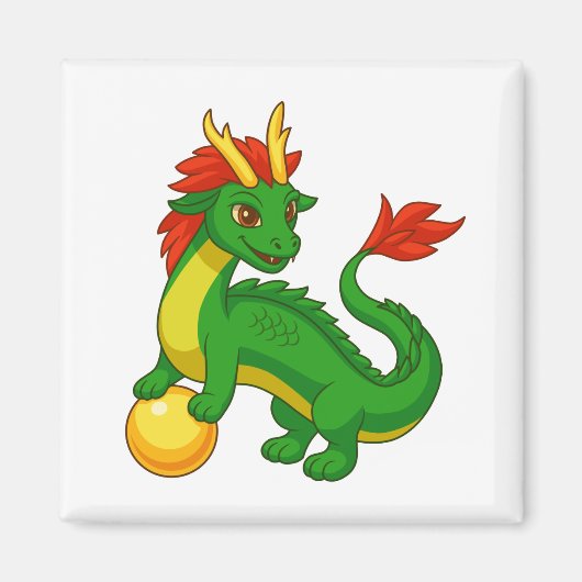 緑の中国の龍 マグネット (正面)