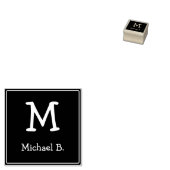 緑の丸い正方形に白のモノグラムと名前 ラバースタンプ (押印)