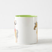 緑の乗馬の女の子 ツートーンマグカップ (中央)