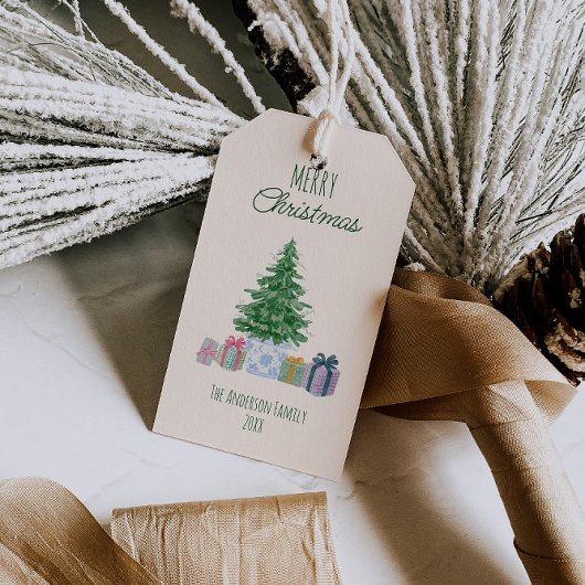 緑の予測できなクカラフルリスマスプレゼント ギフトタグ