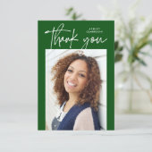 緑の予算モダン書道写真卒業 サンキューカード (スタンド正面)