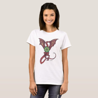 緑の五芒星の赤いドラゴン Tシャツ