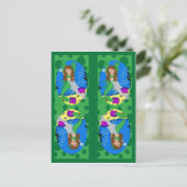 緑の人魚と人魚のしおり ポストカード (スタンド正面)