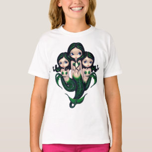 緑の人魚の三重項のワイシャツ Tシャツ
