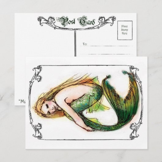 緑の人魚 ポストカード (正面/裏面)
