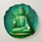 緑の仏の禅の黙想の円形の枕 ラウンドクッション (裏面)