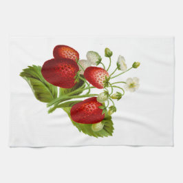 緑の付き葉キッチンハンドタオル付きイチゴ キッチンタオル