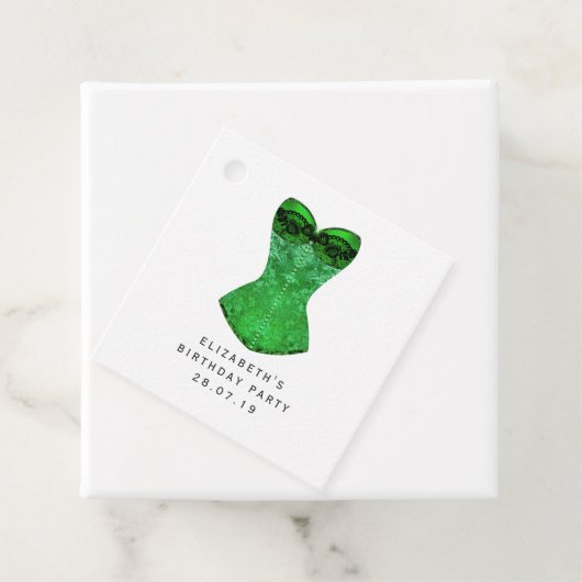 緑の仮装のコルセットとハーレクインパターン フェイバータグ (インサイチュ)