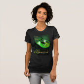 緑の仮面舞踏会のマスクの女性ハロウィンTシャツ Tシャツ (正面フル)