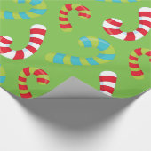 緑の休日の包装紙のキャンディ・ケーン ラッピングペーパー (角)