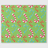 緑の休日の包装紙のキャンディ・ケーン ラッピングペーパー (フラット)