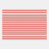 緑の休日の木のパターンと赤いストライプ ラッピングペーパーシート (正面2)