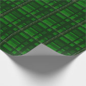 緑の伝統的格子模様の休日 ラッピングペーパー (角)