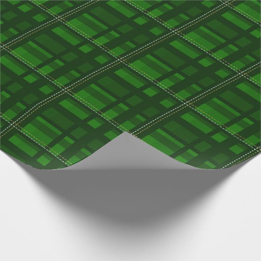 緑の伝統的格子模様の休日 ラッピングペーパー (角)