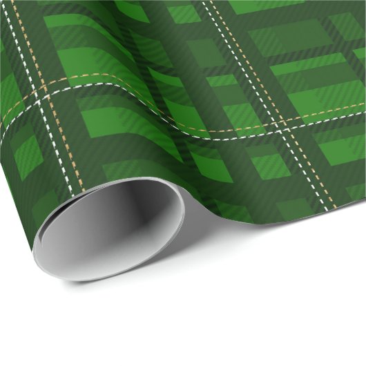 緑の伝統的格子模様の休日 ラッピングペーパー (ロールコーナー)
