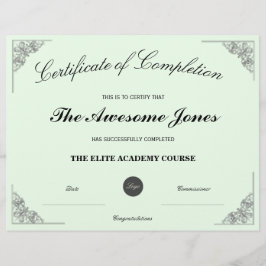 緑の修了証明書(ロゴ付カスタムき)