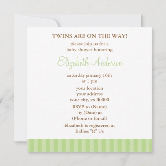 緑の傘の双子 招待状 (裏面)