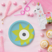 緑の先の尖ったモンスターのパーティーの紙皿 ペーパープレート (パーティー)