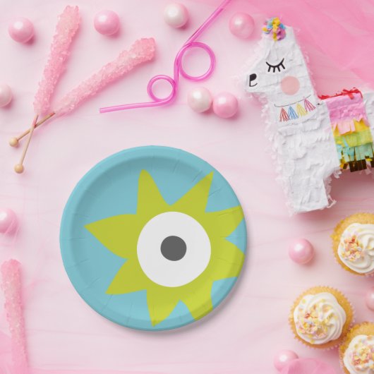 緑の先の尖ったモンスターのパーティーの紙皿 ペーパープレート (パーティー)