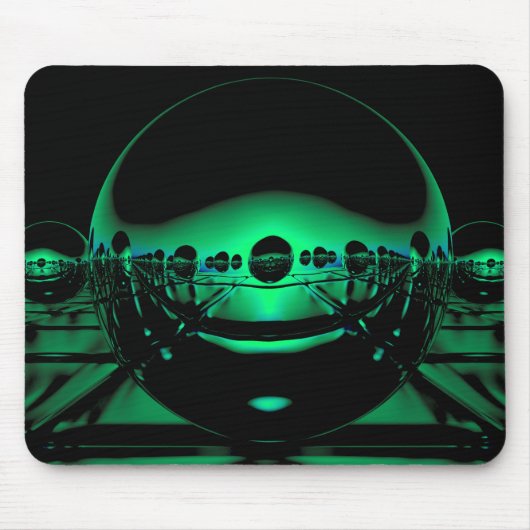 緑の光の中の神秘的な金淡い色の属の球体 マウスパッド (正面)