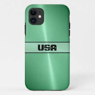 緑の光沢のあるステンレス鋼メタル iPhone 11 ケース