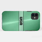 緑の光沢のあるステンレス鋼メタル Case-Mate iPhoneケース (裏面(横))