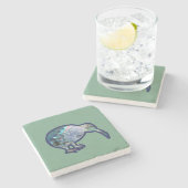 緑の光沢のあるパアユアキウイバード ストーンコースター (横)