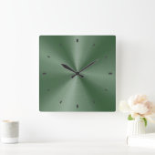 緑の光沢のある金属デザイン – ステンレス鋼の外観 スクエア壁時計 (ホーム)