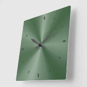 緑の光沢のある金属デザイン – ステンレス鋼の外観 スクエア壁時計 (傾斜)