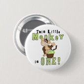 緑の党猿の第1誕生日のTシャツおよびギフト 缶バッジ (正面&裏面)