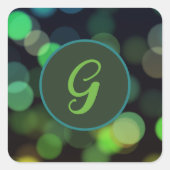 緑の円とモノグラムの濃淡 スクエアシール (正面)