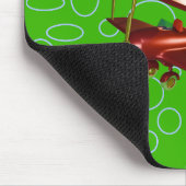 緑の円とループ上の赤い飛行機 マウスパッド (コーナー)