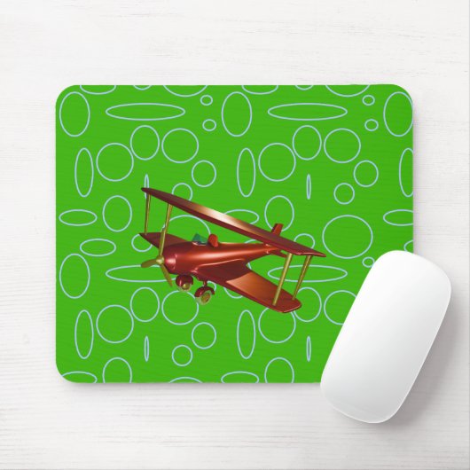 緑の円とループ上の赤い飛行機 マウスパッド (マウス)