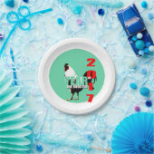 緑の円の紙皿の2017年のオンドリ年 ペーパープレート (パーティー)