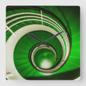 緑の円形階段 スクエア壁時計 (正面)