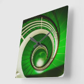 緑の円形階段 スクエア壁時計 (傾斜)