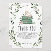 緑の冒素朴険ベビーシャワースーツケース  サンキューカード (正面/裏面)