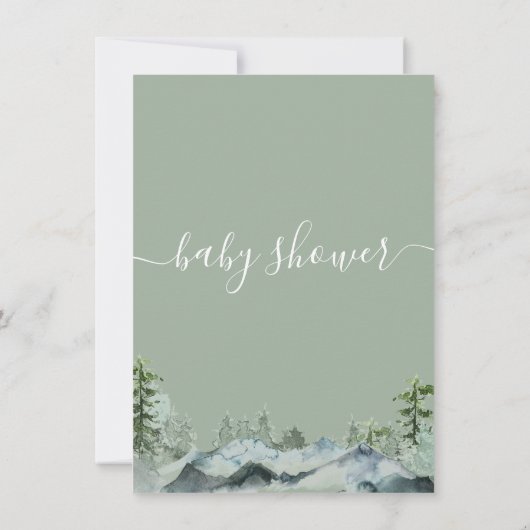 緑の冒険が荒野の赤ちゃんシャワーを開始 招待状 (裏面)