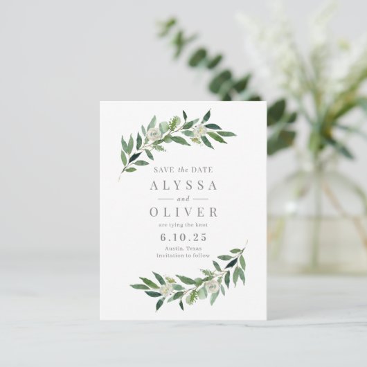 緑の写真なし日付はがきを保存 ポストカード (スタンド正面)