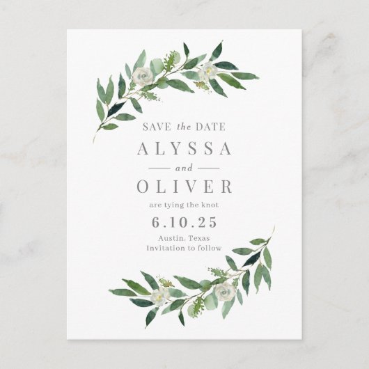 緑の写真なし日付はがきを保存 ポストカード (正面)