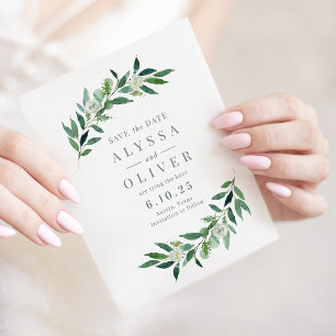 緑の写真なし日付カードを保存 サンキューカード