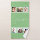 緑の写真のコラージュ名スクリプト バスタオル (バスタオル)