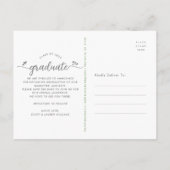 緑の写真の卒業スクリプトハート インビテーションポストカード (裏面)