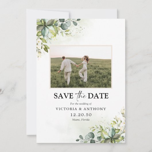 緑の写真カードで日付を保存 セーブザデート (正面)