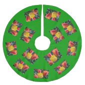 緑の写真コラージュ ブラッシュドポリエステルツリースカート (正面)